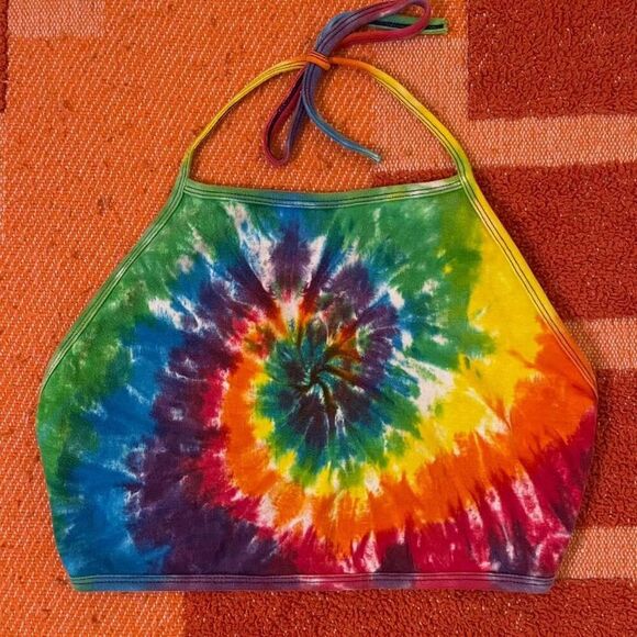 Source Unknown Tops - Singa by Mev Singa Tie Dye Multicolor Cotton Halter Top Small